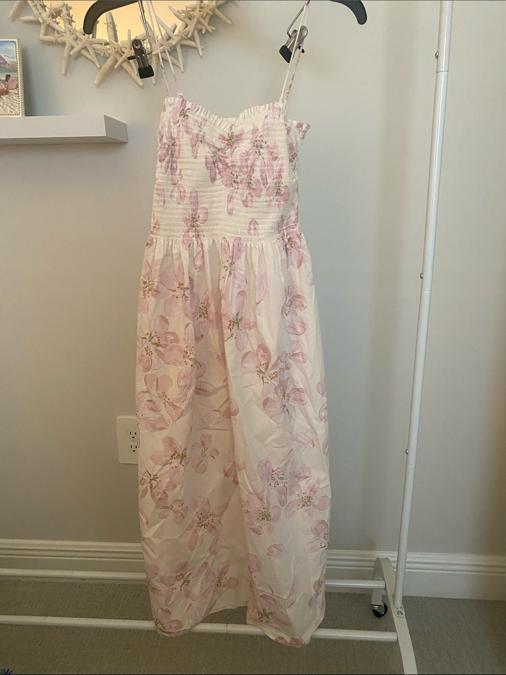 H&M Strapless-Style Pink Floral Maxi Dress